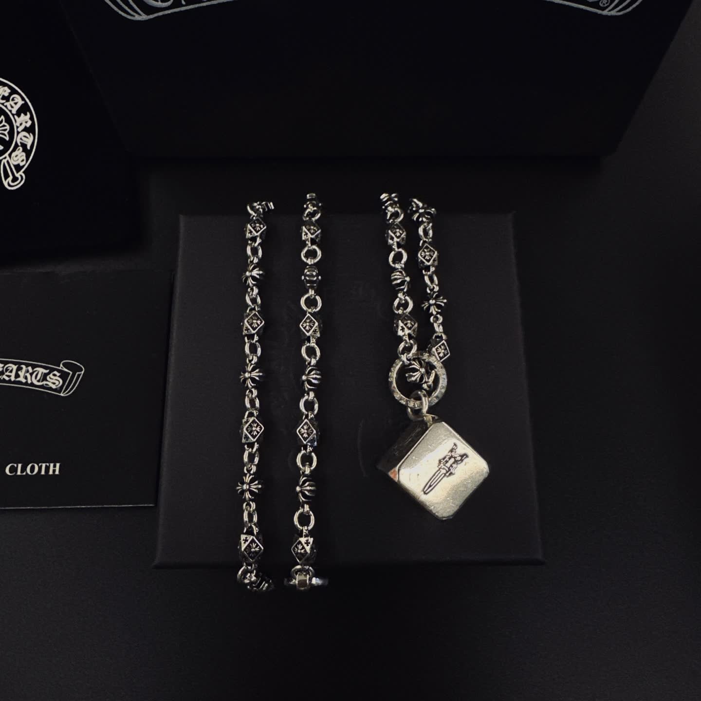 Chrome Hearts Silver Chain with Star and Diamond Design